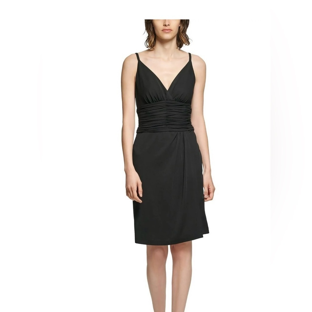 NWT Calvin Klein Womens Surplice Ruched Waist Sheath Dress Size 6